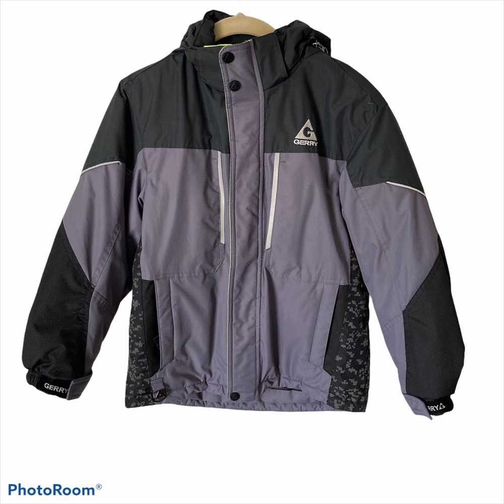 Gerry Winter Coat Black/Grey/Lime Green Size 8